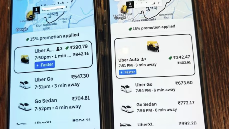 Uber showing different prices for the same route to different users